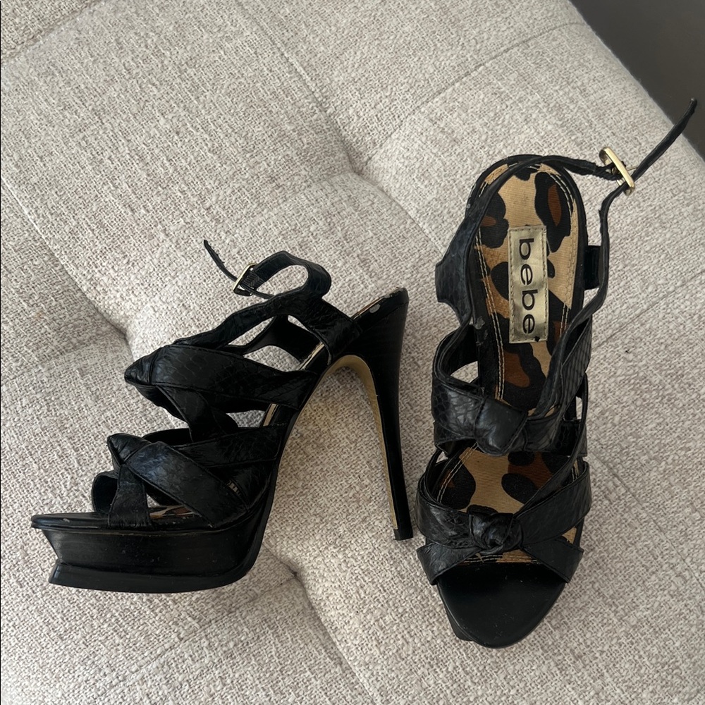 Bebe Black Textured Heels